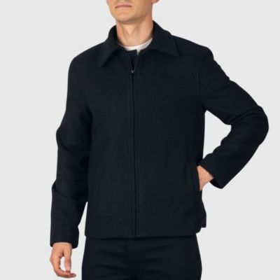 Alpine Swiss Men's Grant 28" Open Bottom Jacket Wool Blend JD Bomber Zippered Jacket