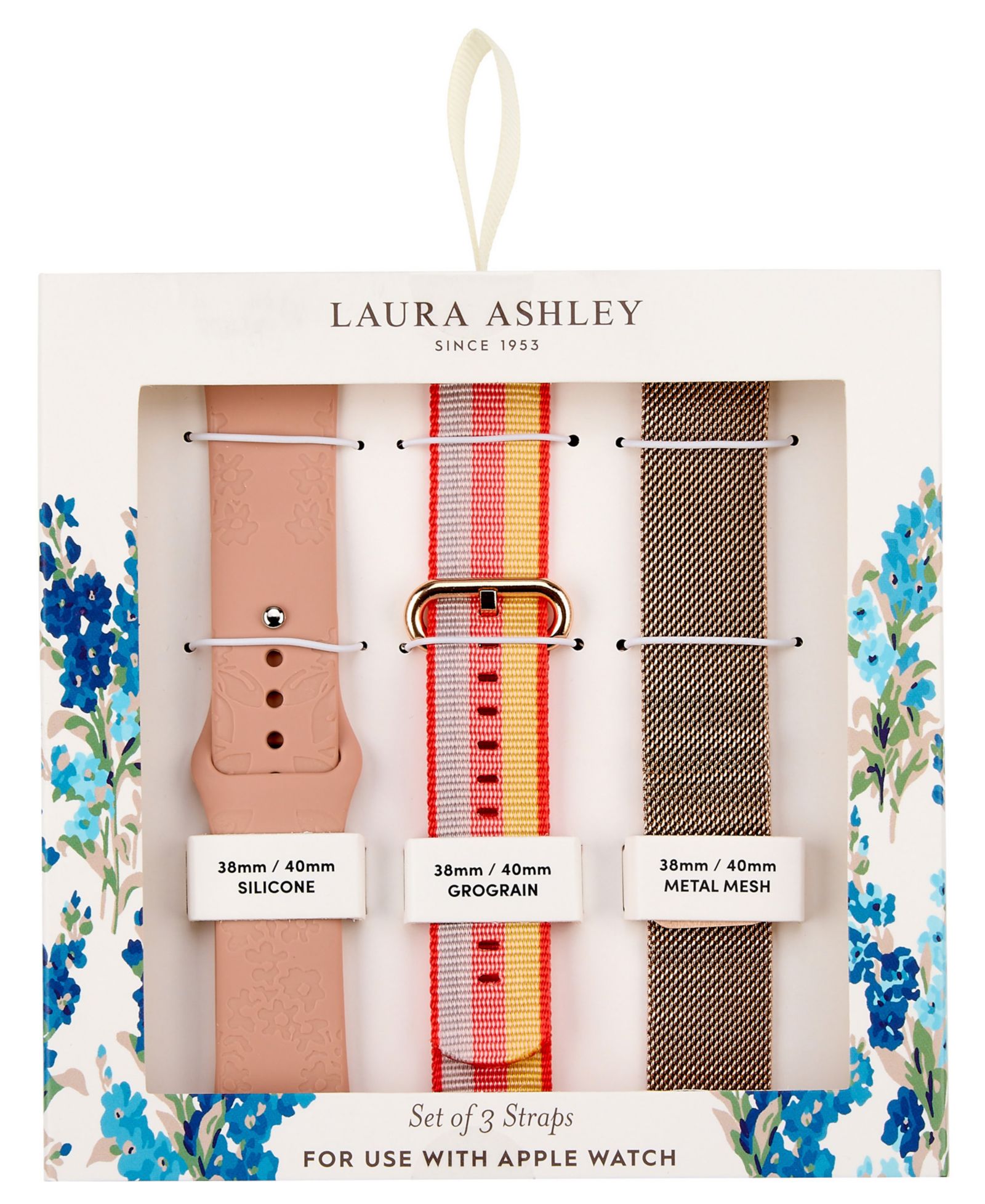 Laura Ashley Женский комплект ремешков для Apple Watch 38mm, 40mm, 41mm, розовое золото, красный и розовый силикон