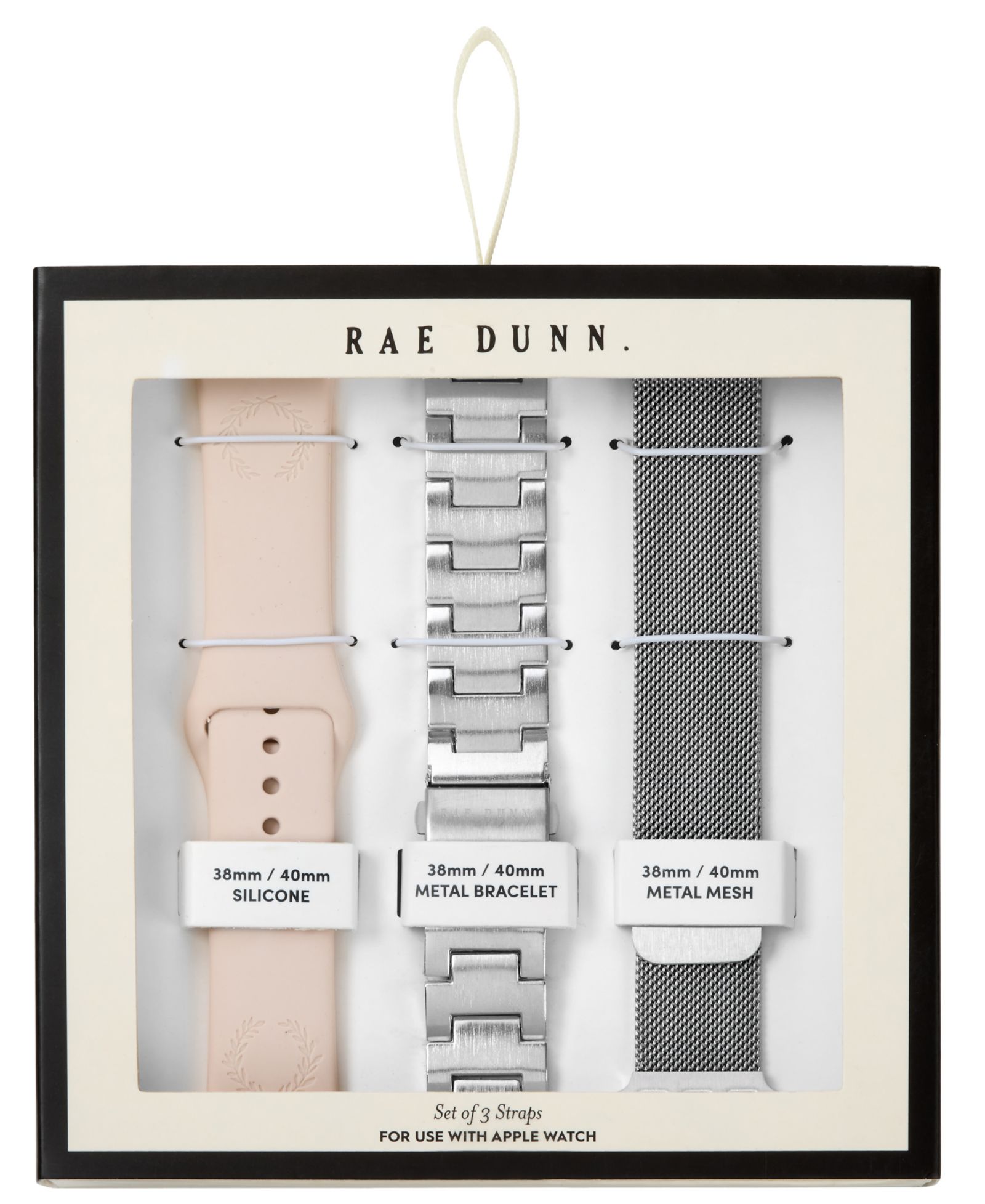 Женский браслет Rae Dunn Silver Mesh, Pink Silicone и Silver Alloy, совместимый с Apple Watch 38mm, 40mm, 41mm
