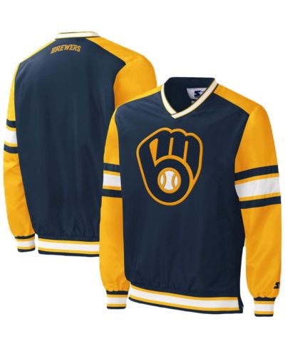 Мужская ветровка Starter Navy Milwaukee Brewers Yardline V-Neck