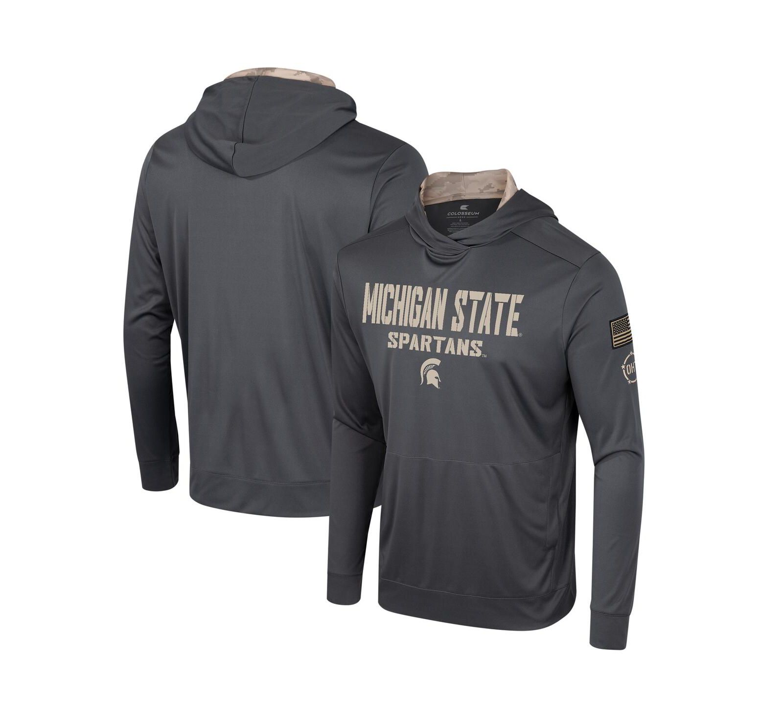 Men's Colosseum Charcoal Michigan State Spartans OHT Military-Inspired Appreciation Long Sleeve Hoodie T-shirt