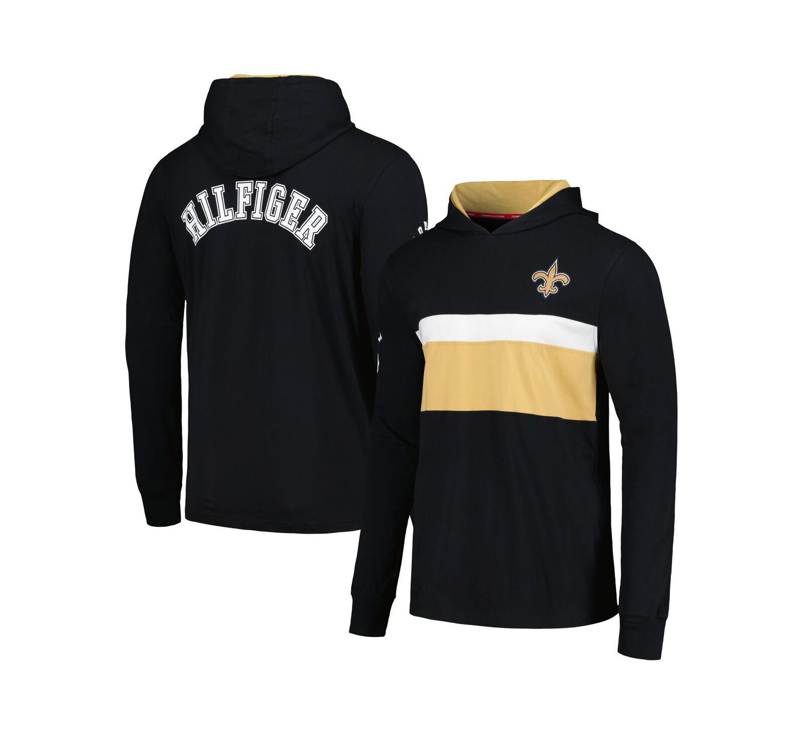 Men's Tommy Hilfiger Black New Orleans Saints Morgan Long Sleeve Hoodie T-shirt