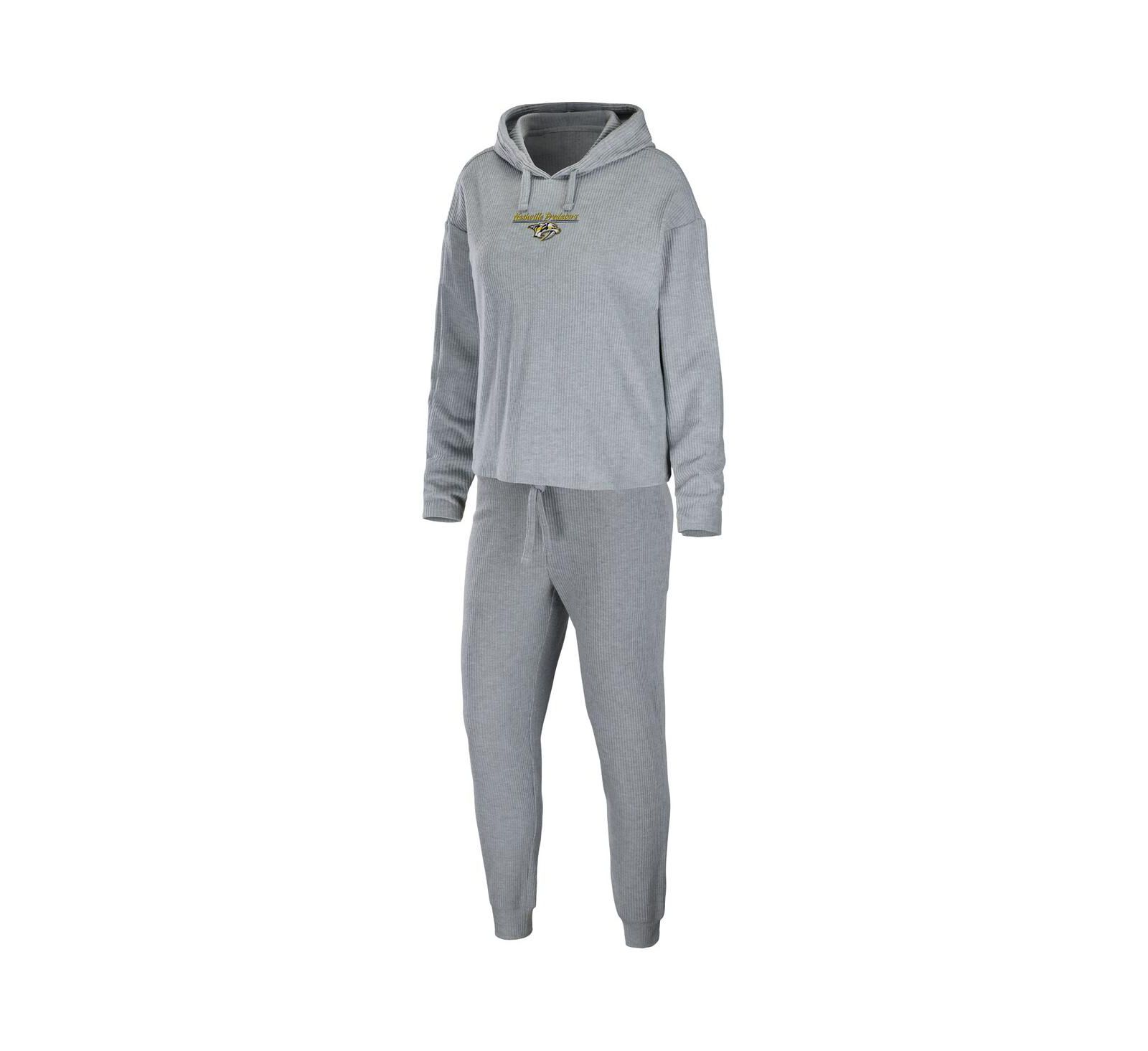 Women's WEAR by Erin Andrews Heather Gray Nashville Predators Logo Pullover Hoodie and Pants Sleep Set