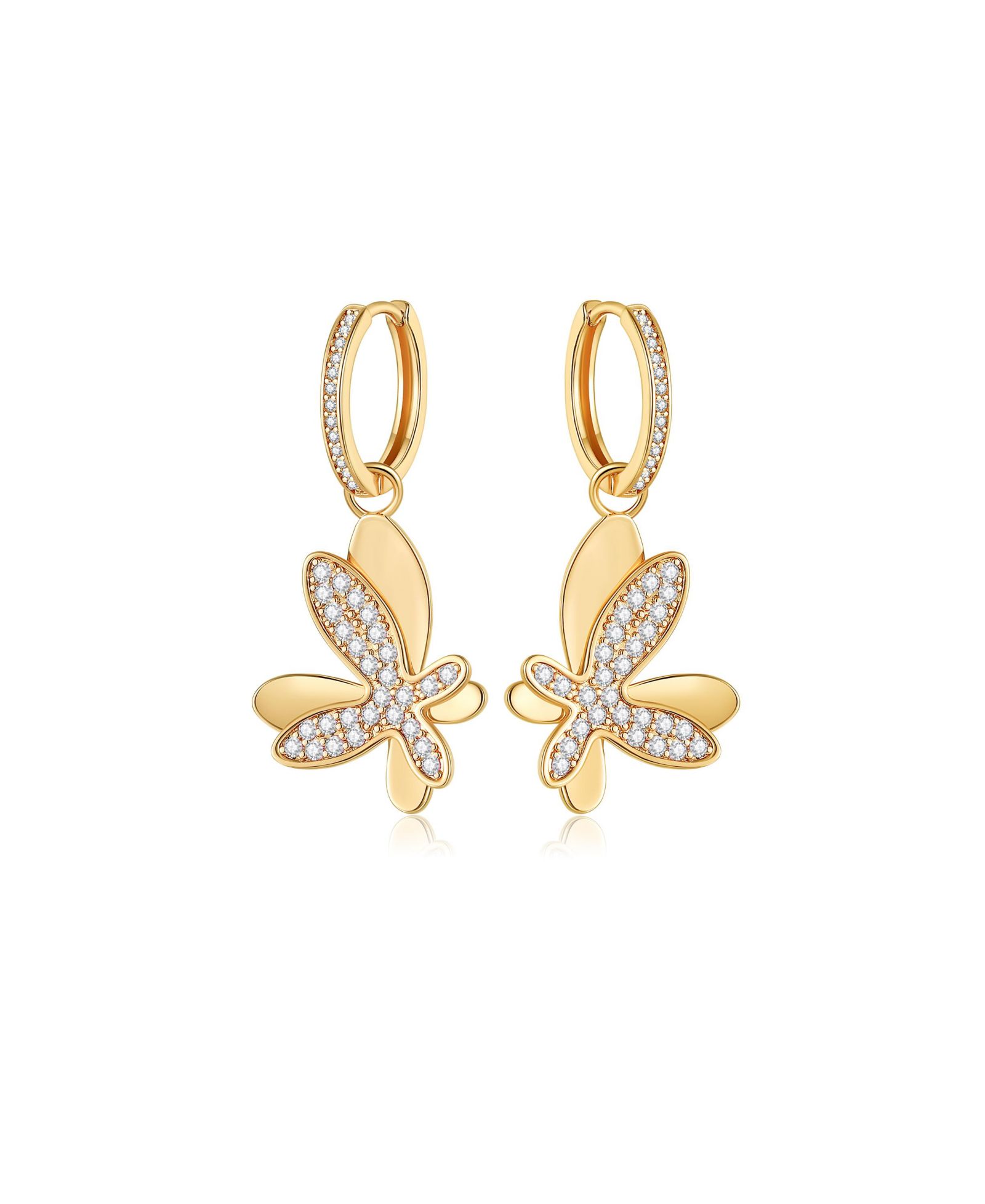 Серьги Pave Butterfly Dangle Drop Hoop
