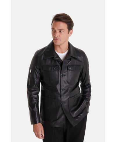 Furniq UK Мужской Genuine Leather Jacket, Black