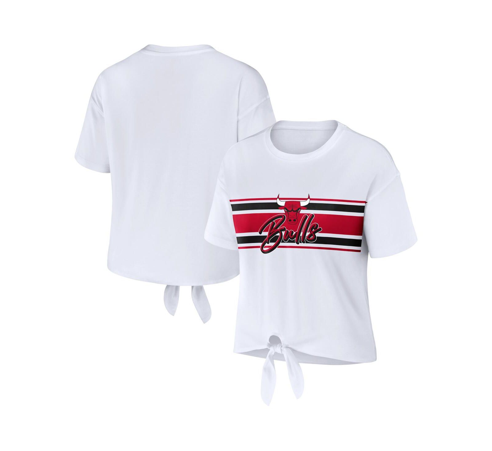 Женская футболка WEAR by Erin Andrews White Chicago Bulls с завязками спереди