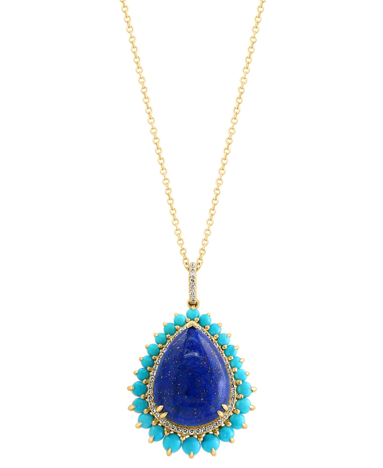 EFFY® Подвеска-ожерелье с лазуритом, бирюзой и бриллиантами в 14k Gold 18"