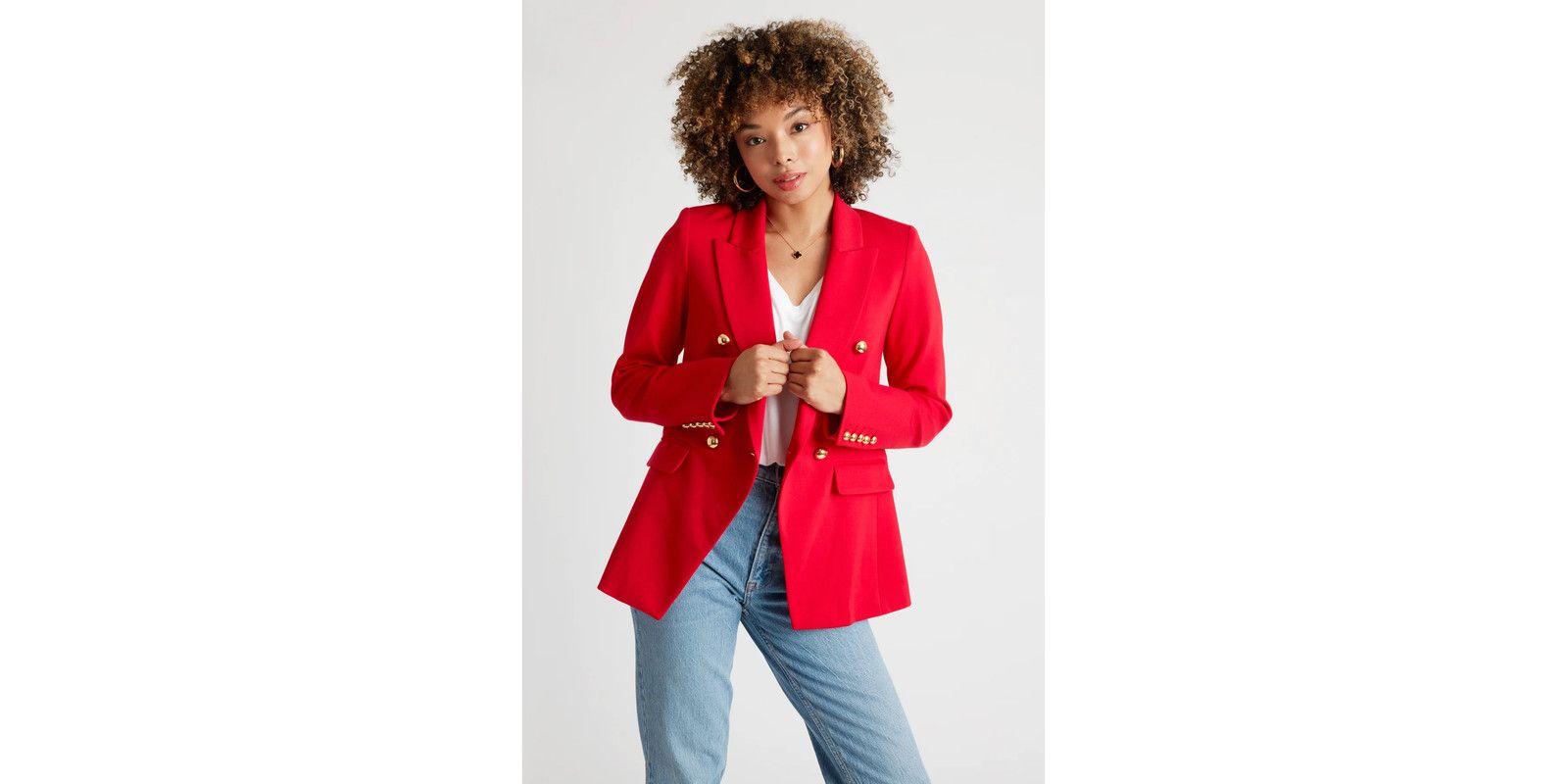 Caldwell Collection Women's Pauline Double Breasted Fitted Luxury Ponte Blazer with 5-Button Sleeves with Real Buttonholes and Optional Turn Up Cuff