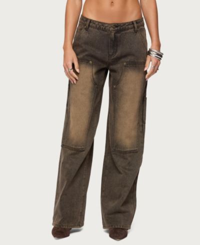 Edikted Women's Ayla Low Rise Baggy Carpenter Jeans