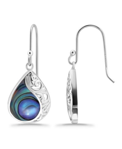 Серьги Macy's Abalone Inlay Teardrop Filigree Fishhook