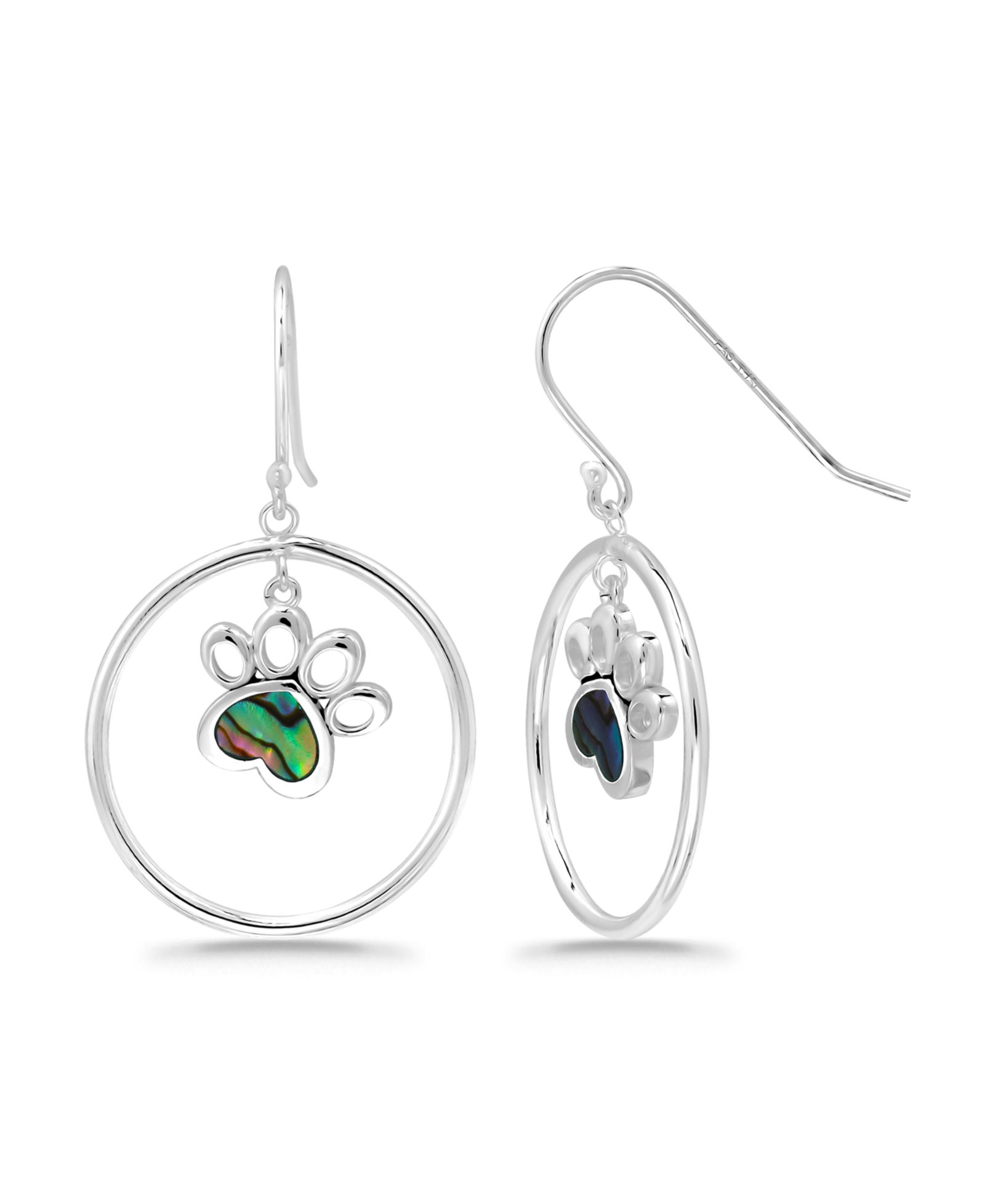 Серьги-подвески Macy's Abalone Inlay "Paw" Circle Fishhook