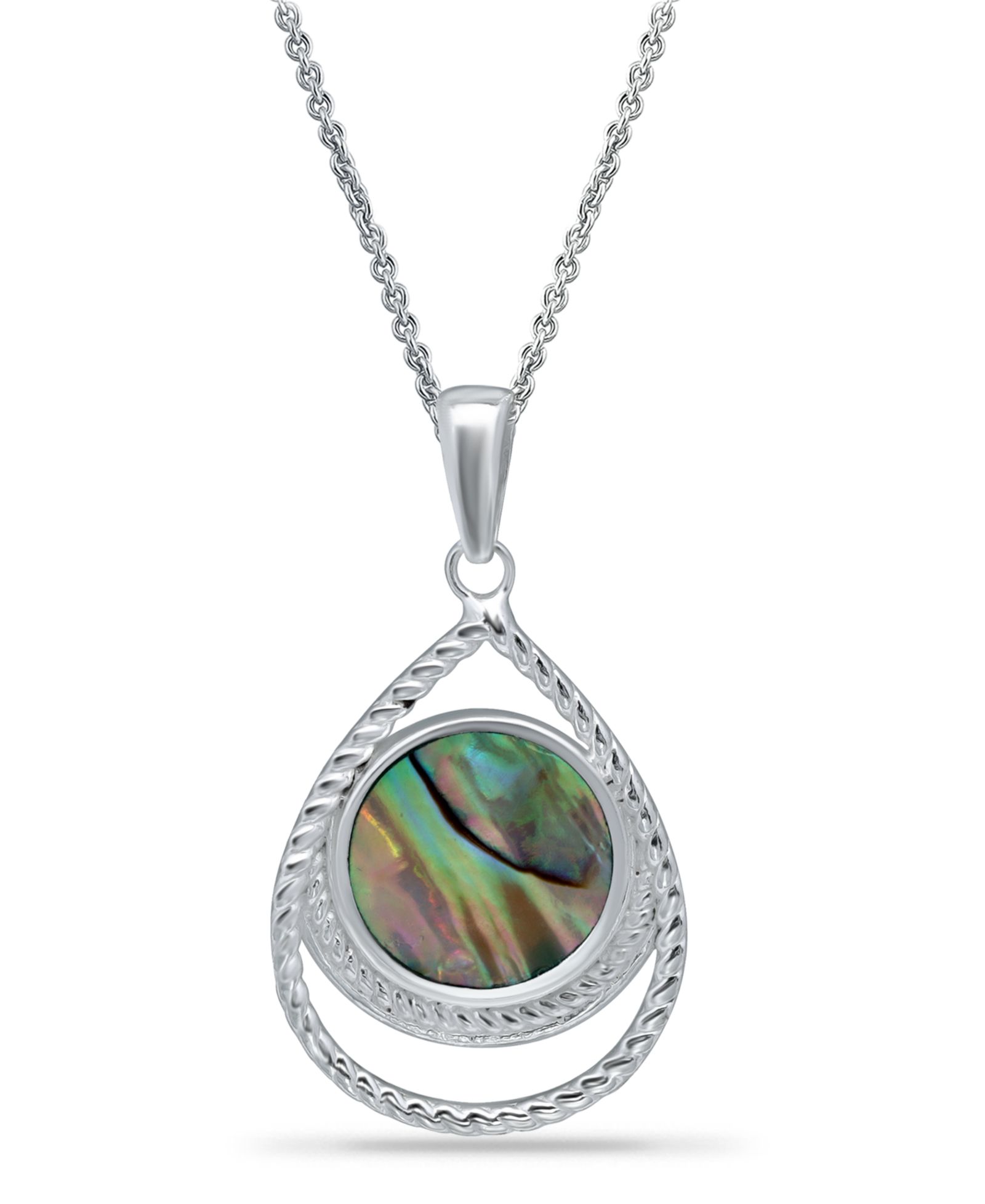 Macy's Abalone or Pink Shell Inlay Center Pendant Necklace