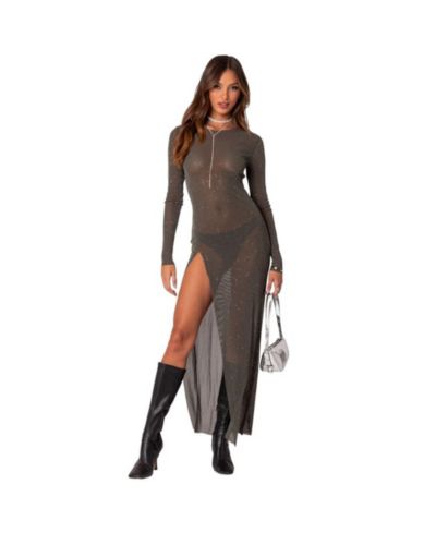Edikted Женское платье миди Shiny Mesh Slit