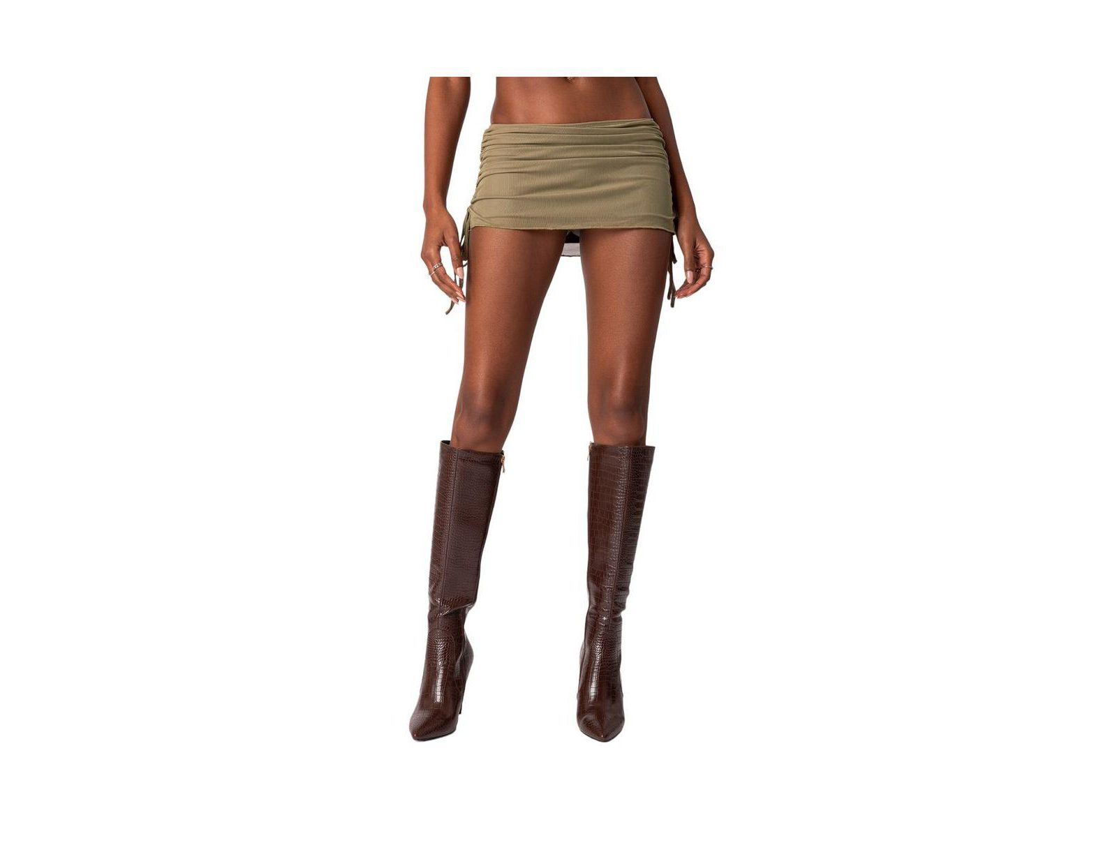 Edikted Women's Joy sheer mesh drawstring mini skirt