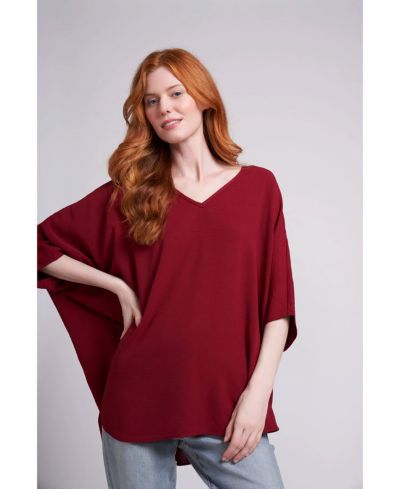 Caldwell Collection Women's Claire Very Oversided Lightwieght V-Neck Top