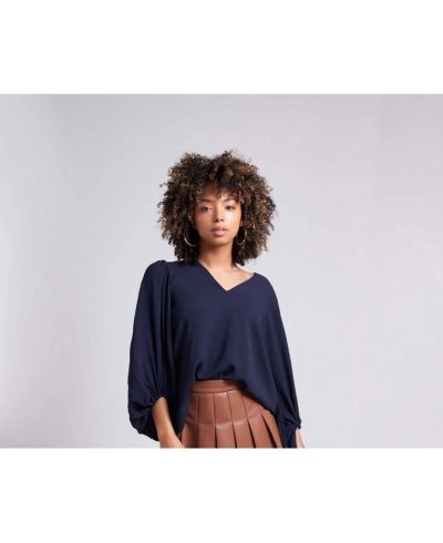 Женская блузка Caldwell Collection Salem Oversized с V-образным вырезом и рукавами-баллонами