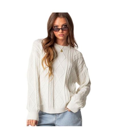 Edikted Женский оверсайз свитер с вязаным узором Jessy Cable Knit