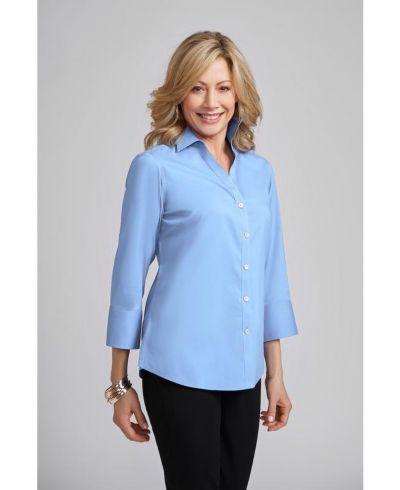 Женская блузка Caldwell Collection Madie 3/4 Sleeve No Iron с V-образным вырезом и опциональными откидными манжетами