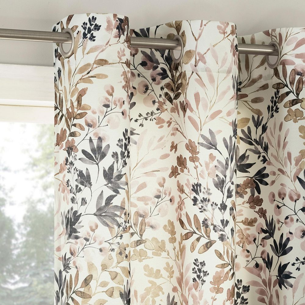Amelie Botanical Print Room Darkening Grommet Curtain Panel