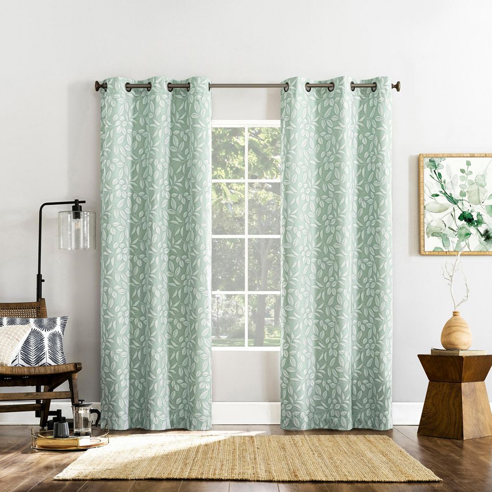 Sun Zero Satti Embroidered Leaf 100% Blackout Grommet Curtain Panel