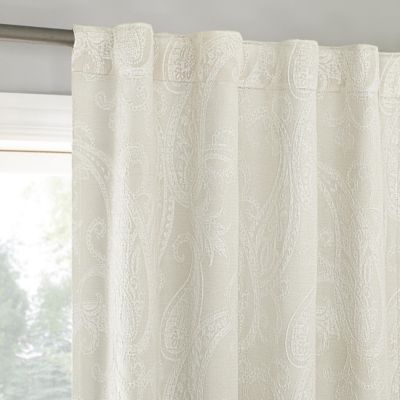 Pedra Paisley Embroidery 100% Blackout Back Tab Curtain Panel