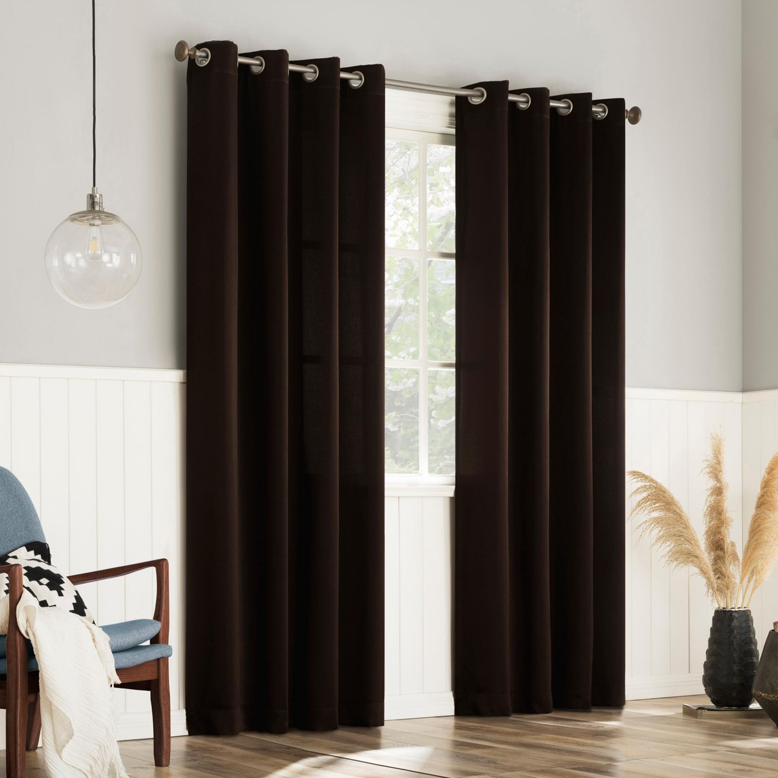 Brandon Magnetic Closure Room Darkening Grommet Curtain Panel Pair