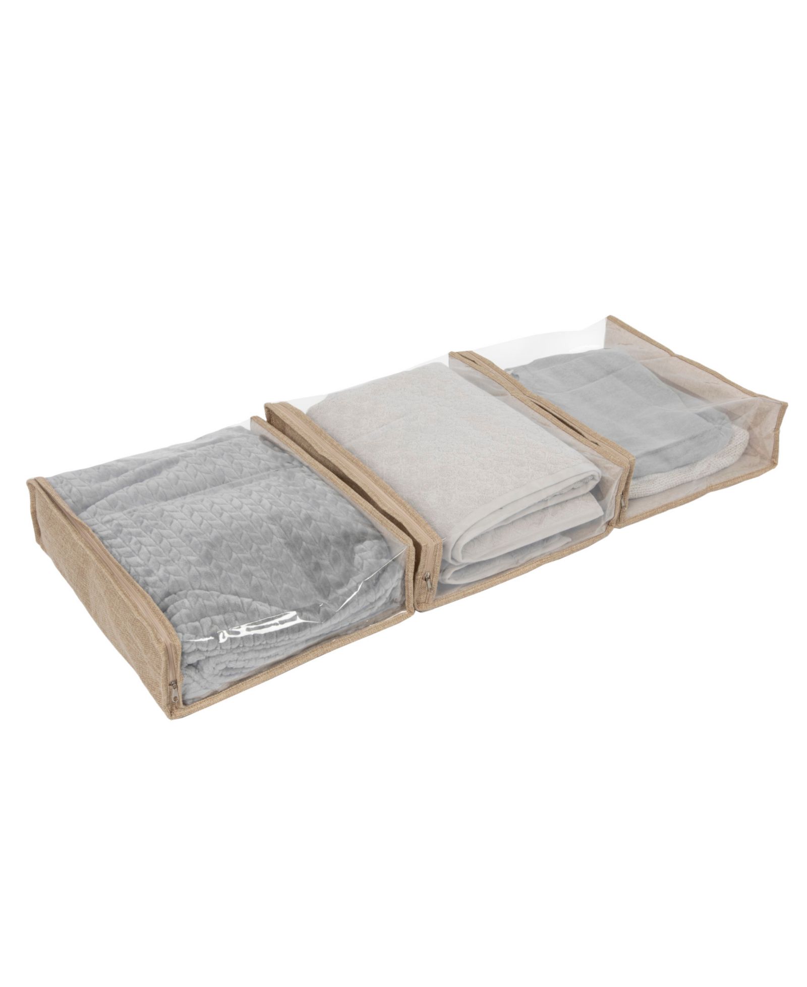 Household Essentials Under Bed Zippered Sweater Storage Bags with Clear Vision Panel, Set of 3