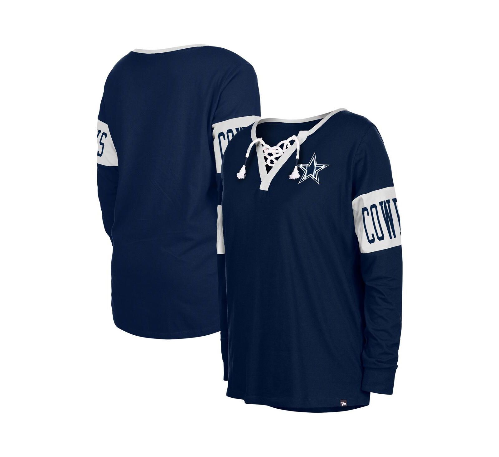 Женская футболка New Era Navy Dallas Cowboys Lace-Up