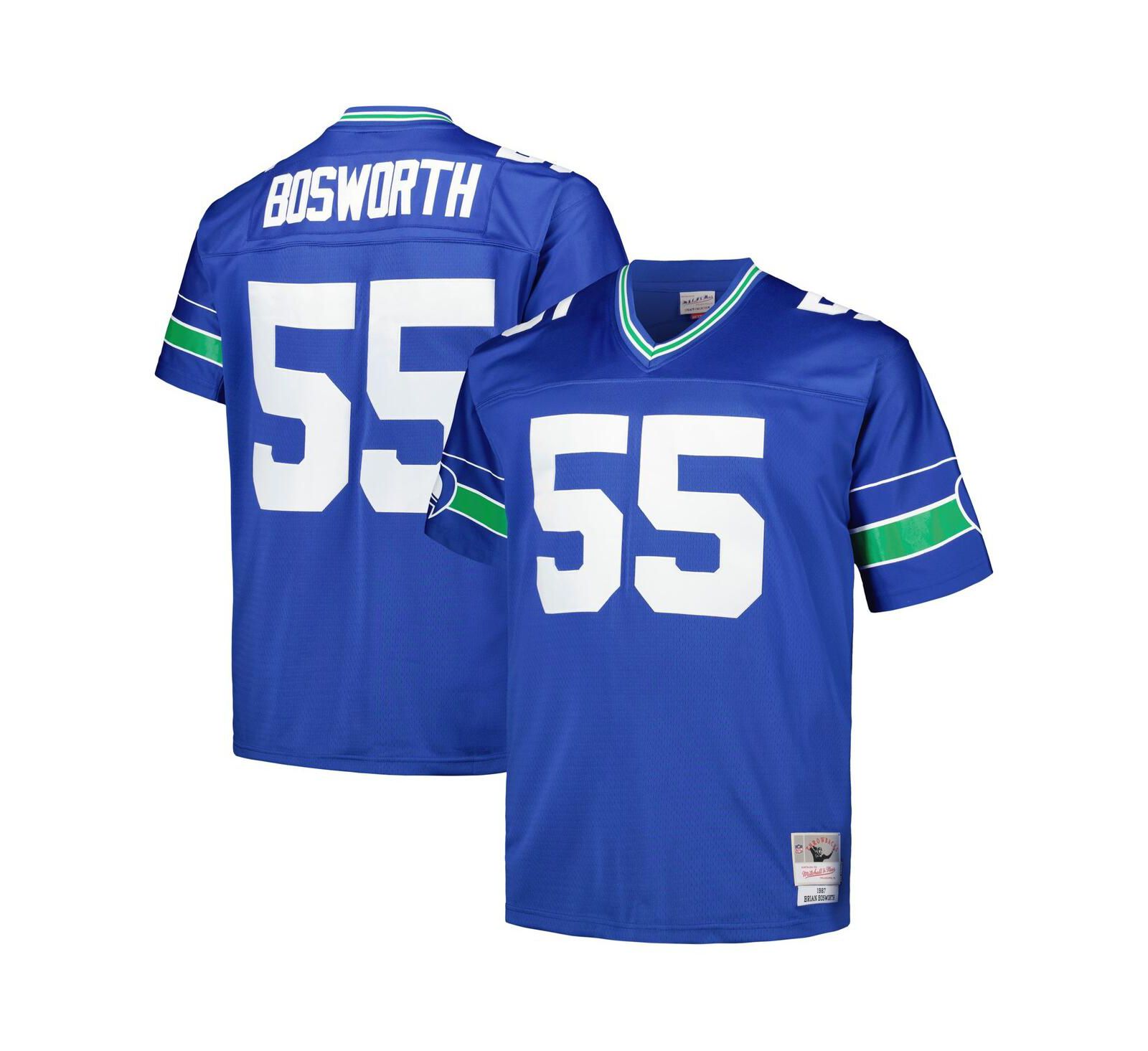 Мужская джерси Mitchell & Ness Brian Bosworth Royal Seattle Seahawks Big & Tall 1987 Legacy Retired Player