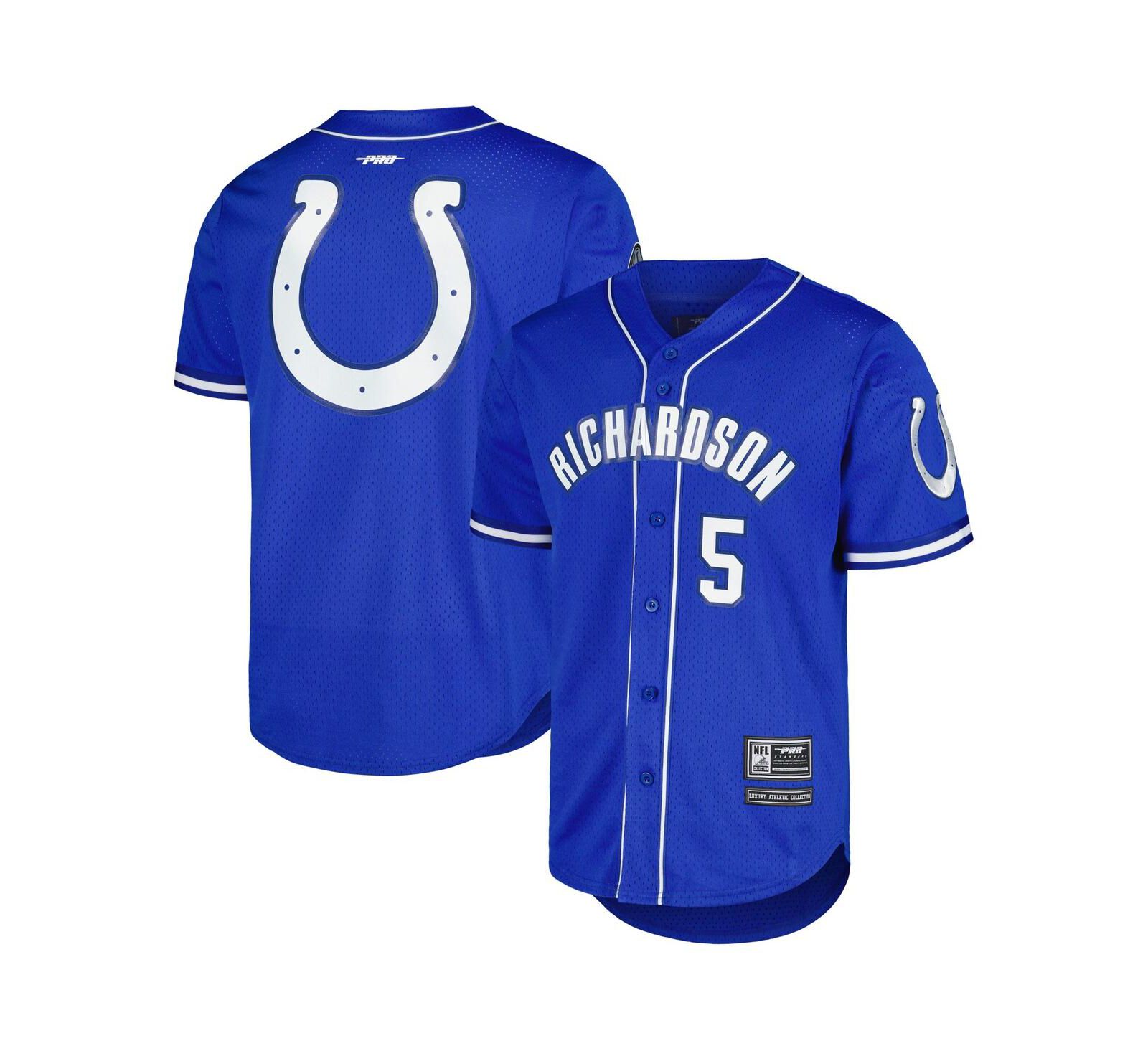 Men's Pro Standard Anthony Richardson Royal Indianapolis Colts Mesh Baseball Button-Up T-shirt