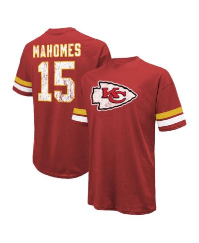 Men's Majestic Threads Patrick Mahomes Red Distressed Kansas City Chiefs Name and Number Oversize Fit T-shirt