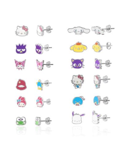Набор серег-гвоздиков Hello Kitty and Friends Sanrio, 12 пар