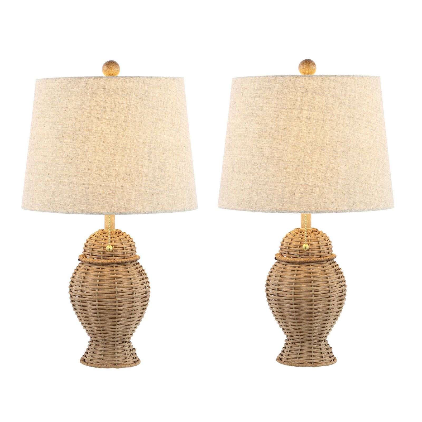 Margie Wicker 20.5" Bohemian Rustic Iron LED Table Lamp, Green (Set of 2)