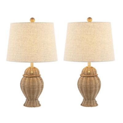 Margie Wicker 20.5" Bohemian Rustic Iron LED Table Lamp, Green (Set of 2)