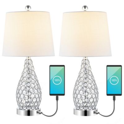 Настольная LED лампа Jonathan Y Lily в стиле Midcentury Modern с портом USB для зарядки (набор из 2 шт.)