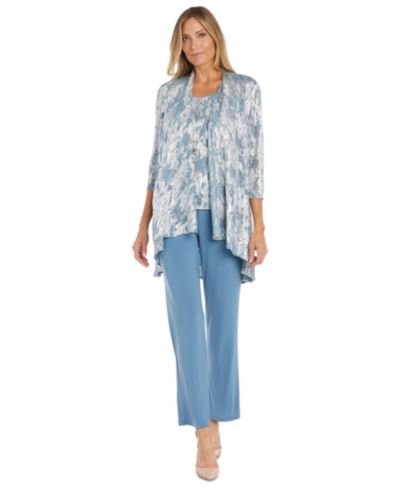 R & M Richards Women's 3-Piece. Metallic Jacquard Jacket, Tank Top & Pant Set