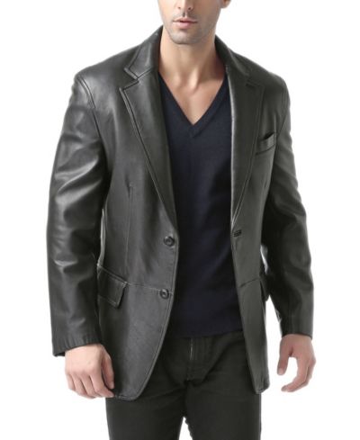 BGSD Men's Two-Button Leather Blazer - Short