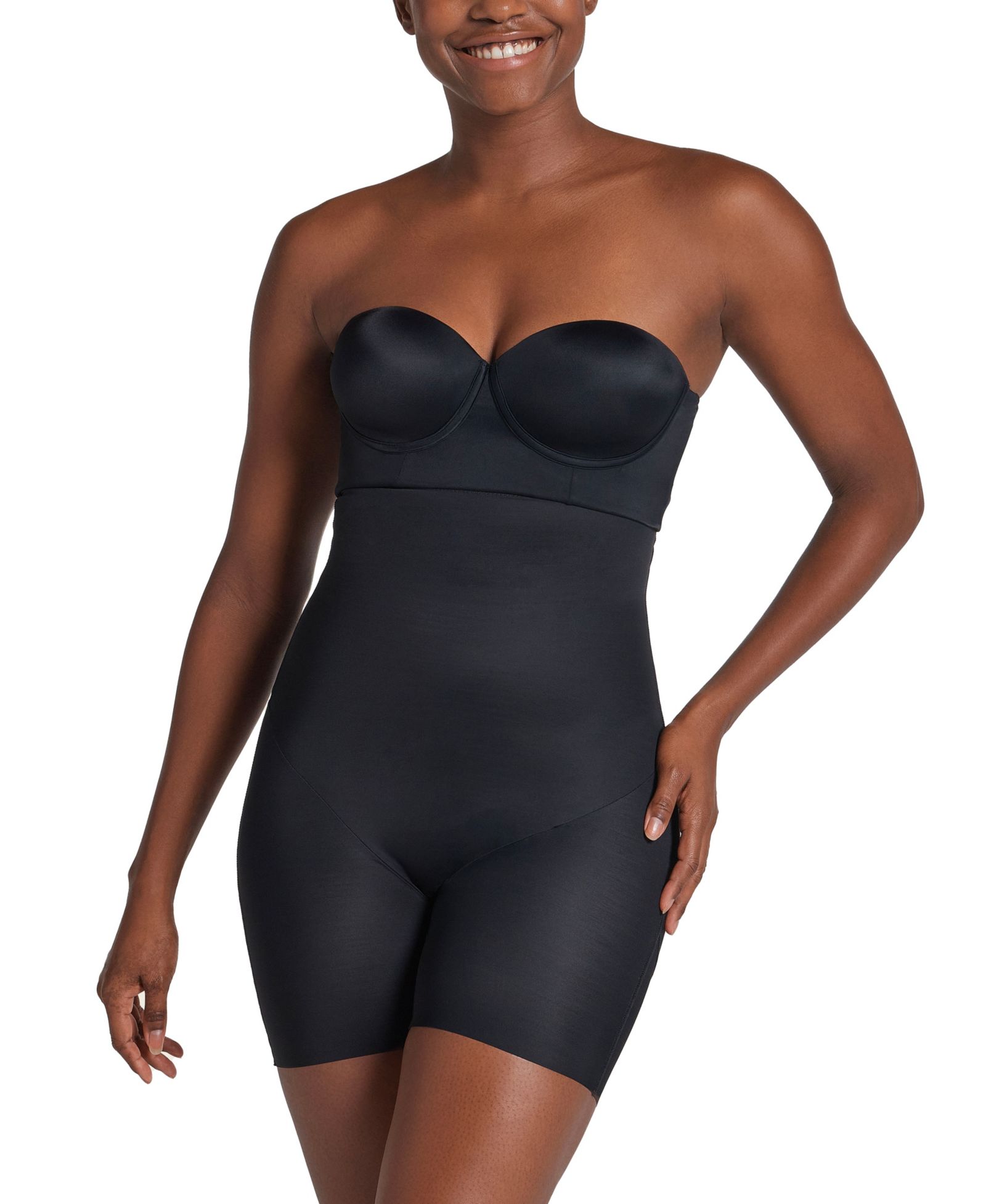 Женский утягивающий корсет Leonisa Strapless Sculpting Step-in Body Shaper с коротким низом