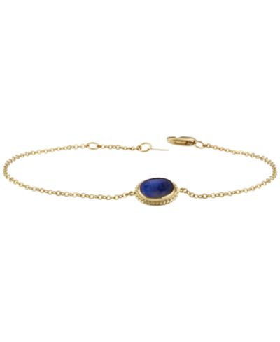 Браслет Lapis Lazuli с овальным обрамлением из веревки, 14k Gold