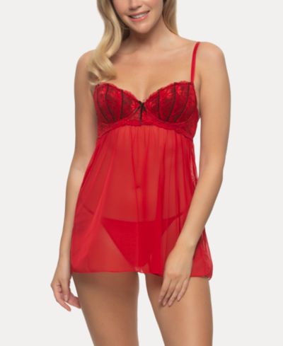 Jezebel  Women's Wish Mesh and Lace Babydoll Set