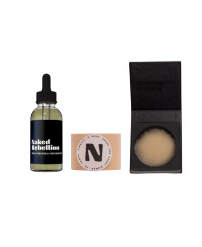 Naked Rebellion Women's The Nudist Kit: Nude Shade Sweat-Proof Boob Tape, Skin Hydrator and Tape Remover Body Oil & Reusable Nipple Stickies