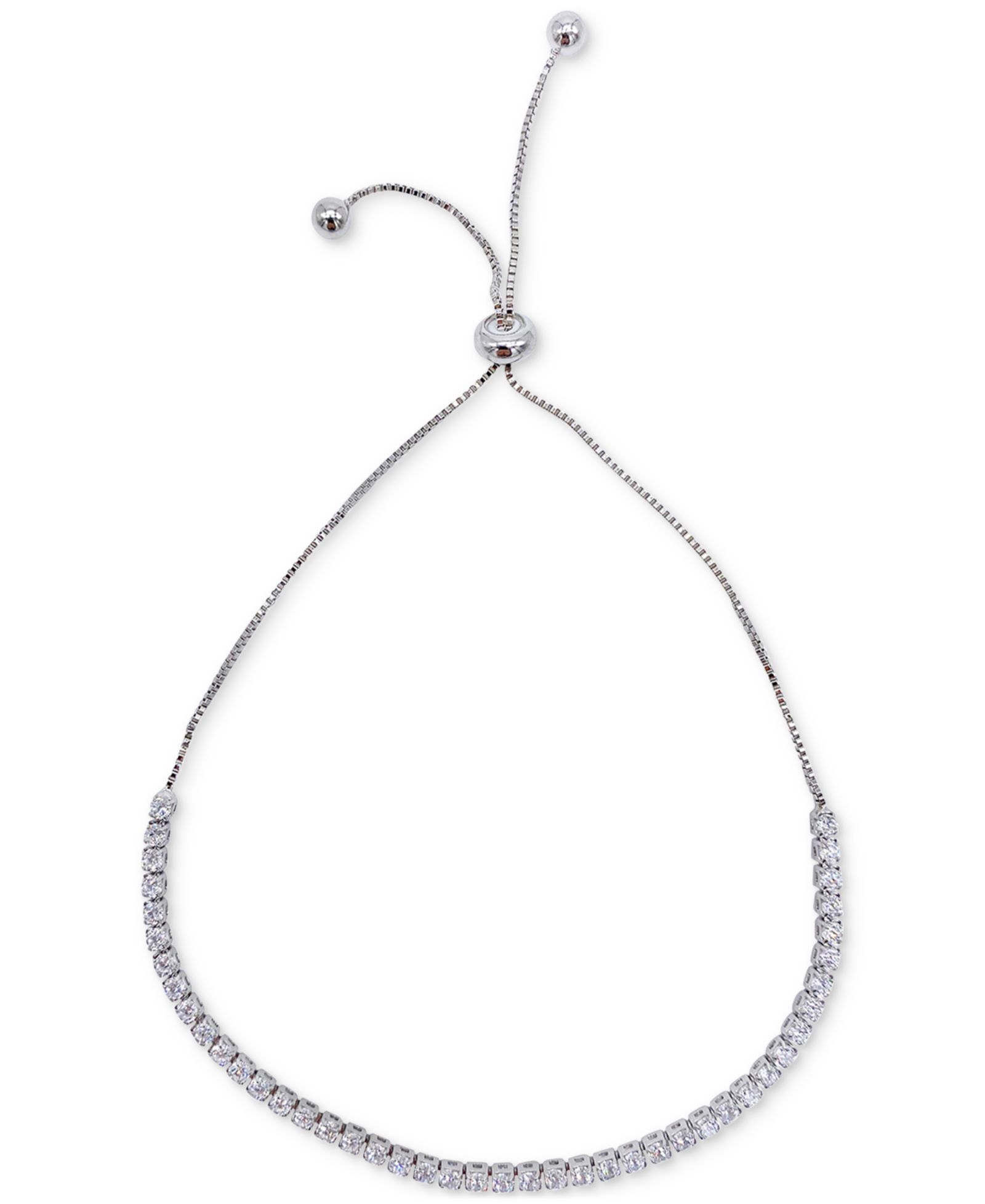 ADORNIA Браслет-слайдер Tennis-Style с покрытием Rhodium-Plated Cubic Zirconia