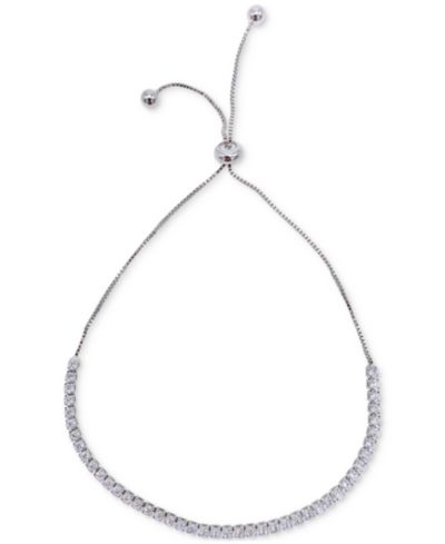 ADORNIA Браслет-слайдер Tennis-Style с покрытием Rhodium-Plated Cubic Zirconia