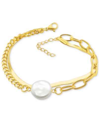ADORNIA браслет с жемчугом Freshwater (13mm) Mixed Chain, 14k Gold-Plated