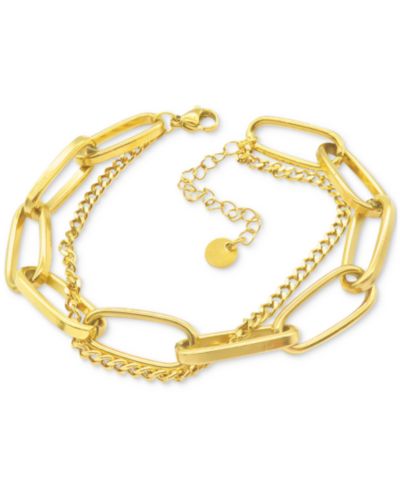 Браслет ADORNIA с крупной цепью Paperclip, позолота 14k Gold-Plated