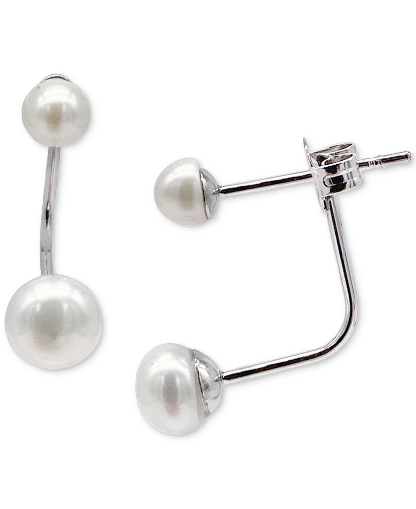 ADORNIA Silver-Tone Freshwater Pearl (4-6mm) Jacket Earrings
