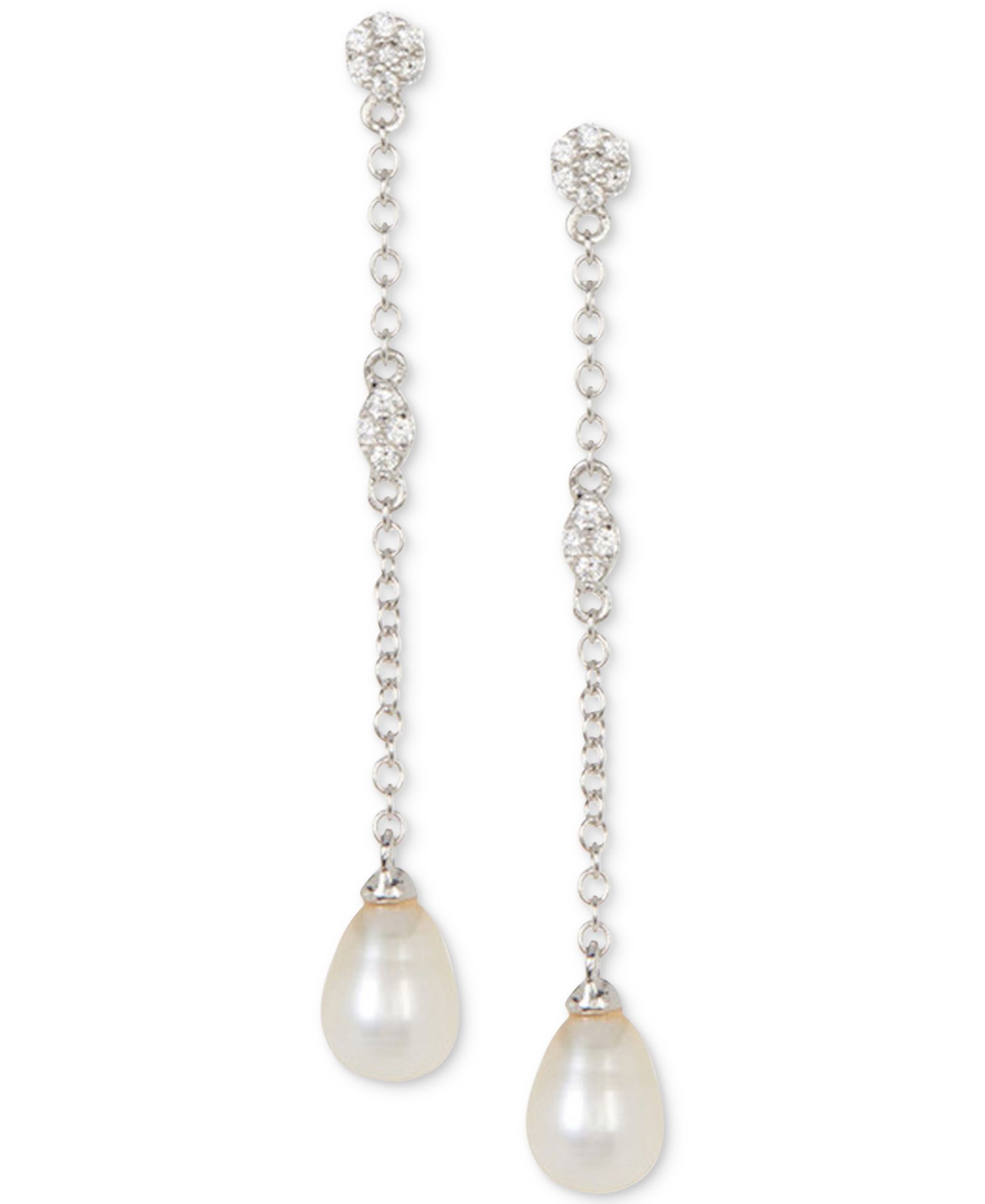 ADORNIA Silver-Tone Freshwater Pearl (7mm) Drop Earrings