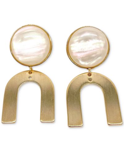 Серьги ADORNIA 14k Gold-Plated Imitation Mother of Pearl Drop