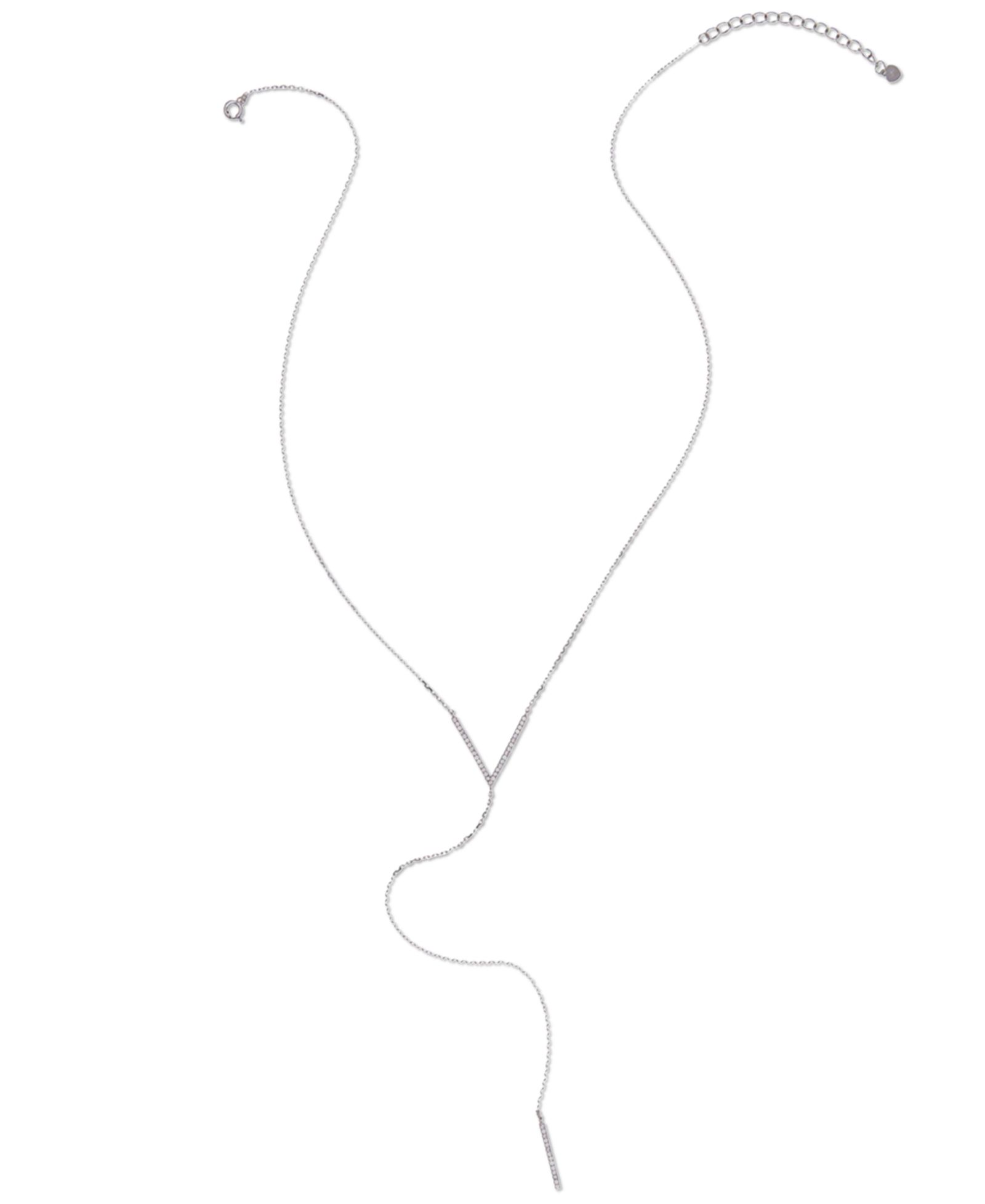ADORNIA ожерелье-лариат с кристаллами, Silver-Tone, 16" + 2" extender