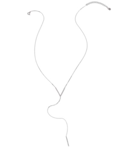 ADORNIA ожерелье-лариат с кристаллами, Silver-Tone, 16" + 2" extender